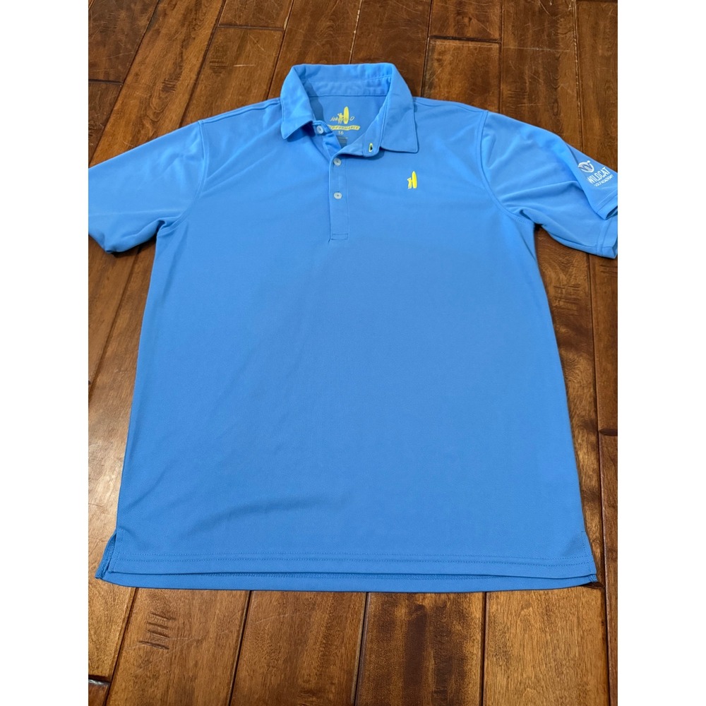 Johnnie-O Boys Prep-Performance Polo Shirt Blue Wildcat Golf Academy Size 16